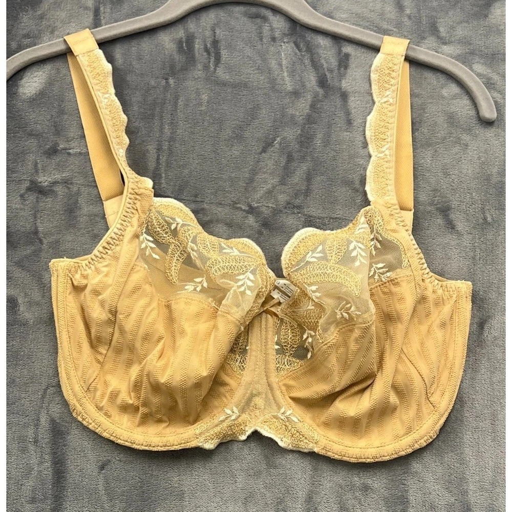 Chantelle Legende Underwire Bra Women 32H Tan Stretch Lace Trim Adjustable Strap